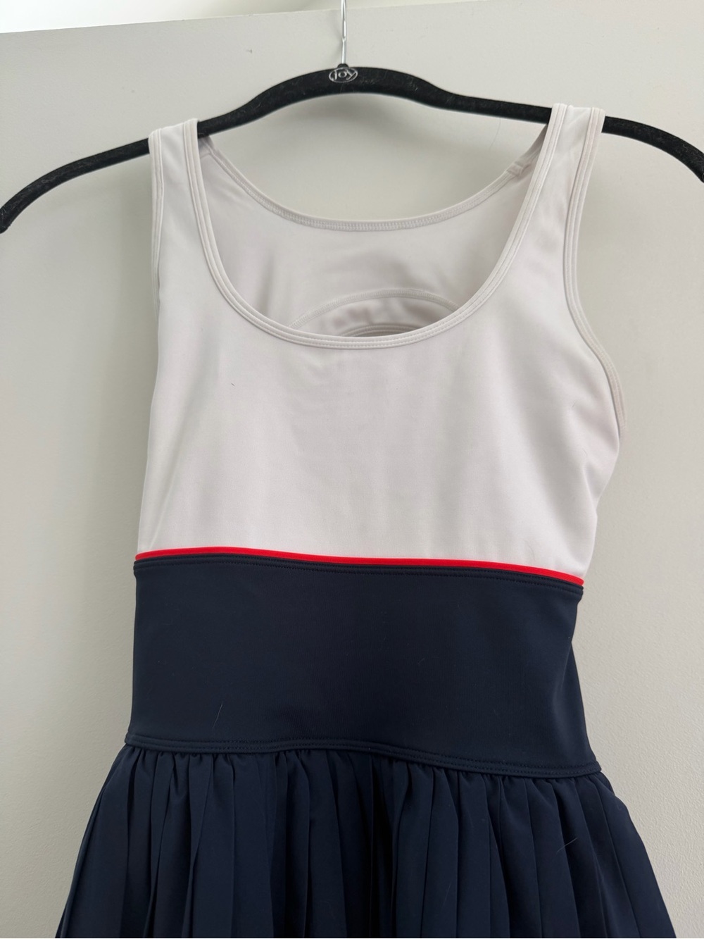 Wilson White and Navy Pleated Tank Dress with Red Trim - Picture 2 of 3